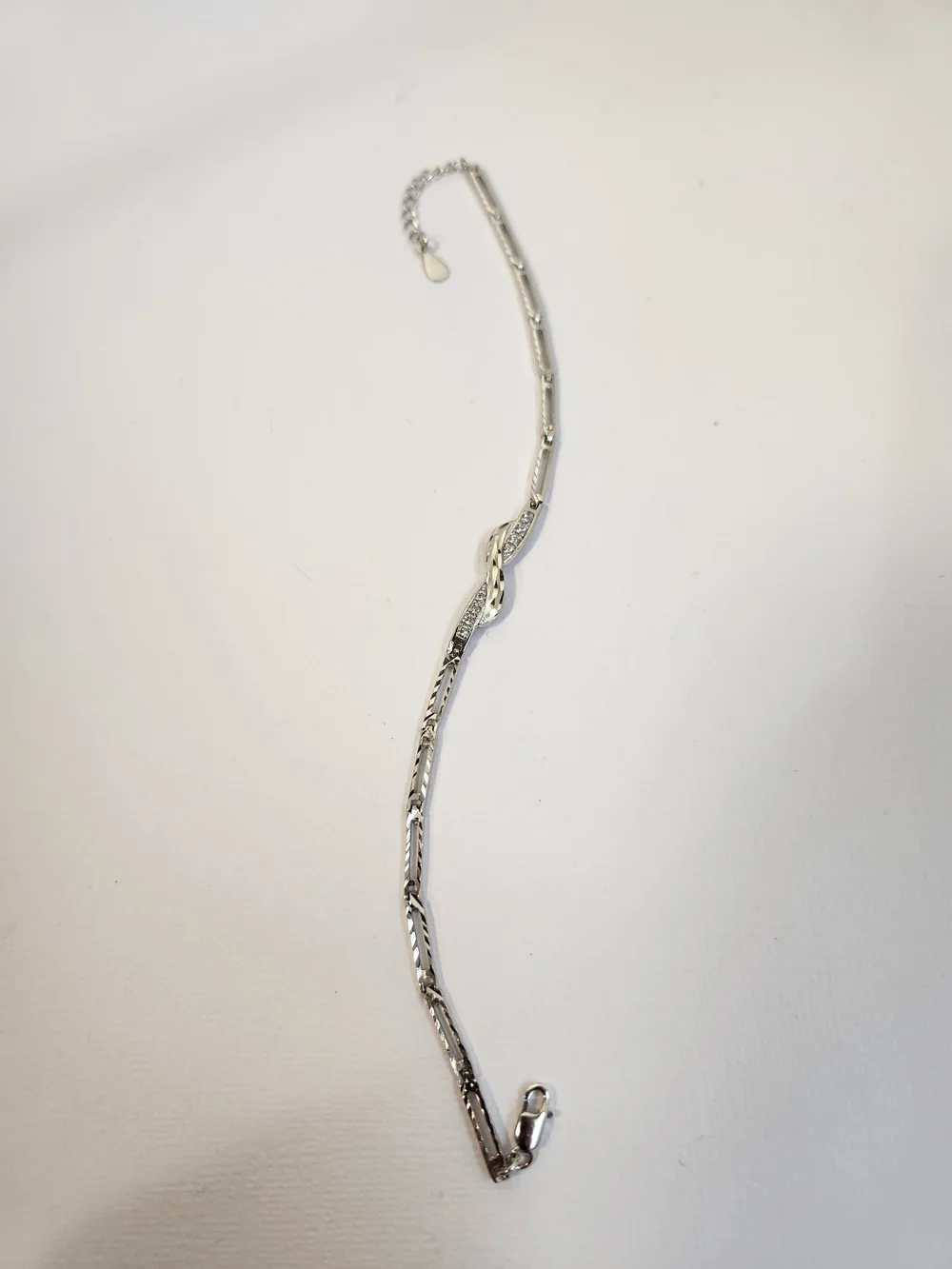 Genuine Diamond Accents Infinity Bracelet 7” 925 90s Tennis Bracelet VTG - Picture 8 of 10